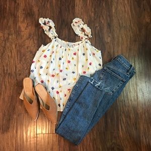 SOLD Madewell Stripe Confetti Ruffle Strap Cami